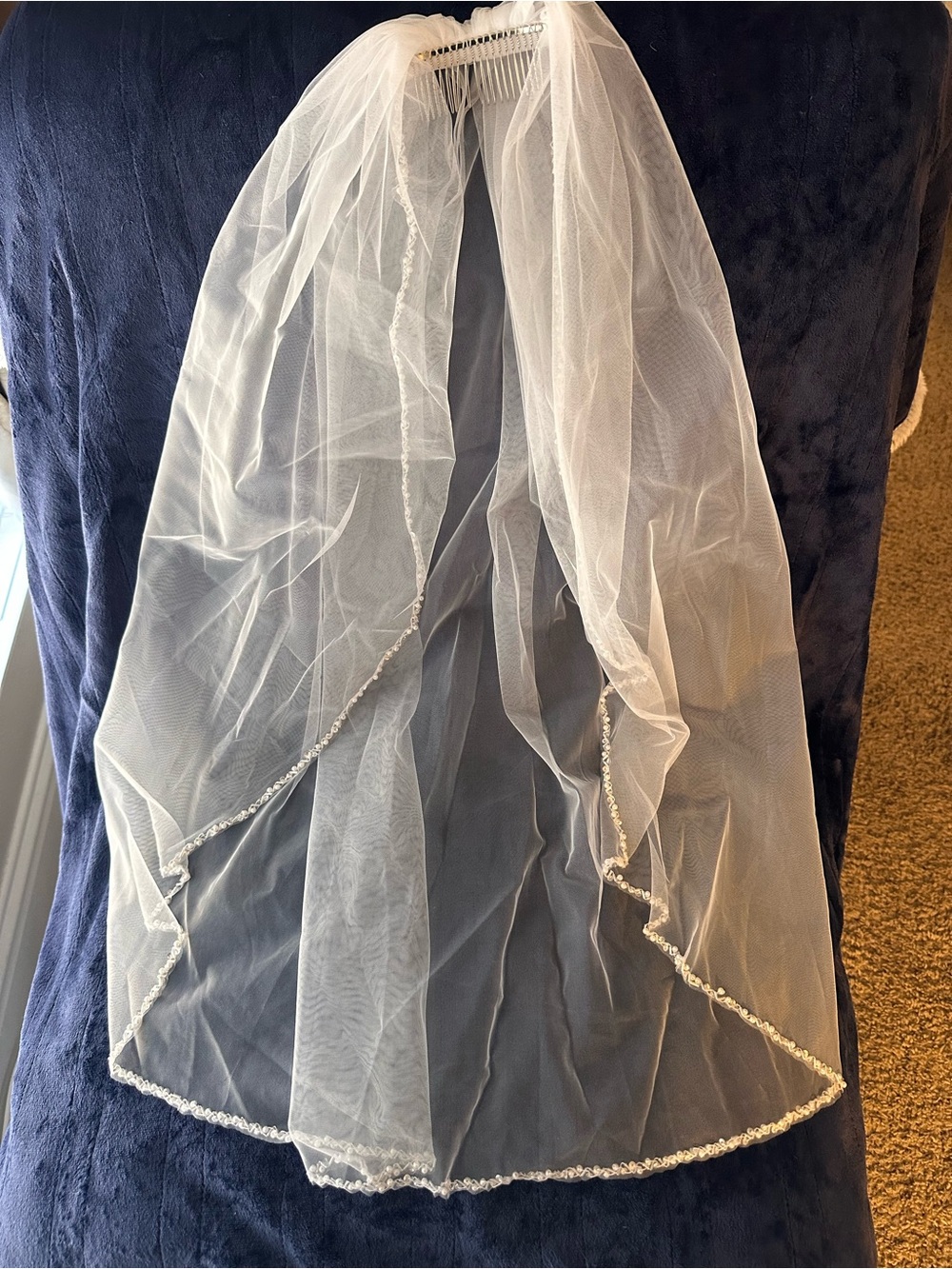 White Tulle Veil with Beaded Edge